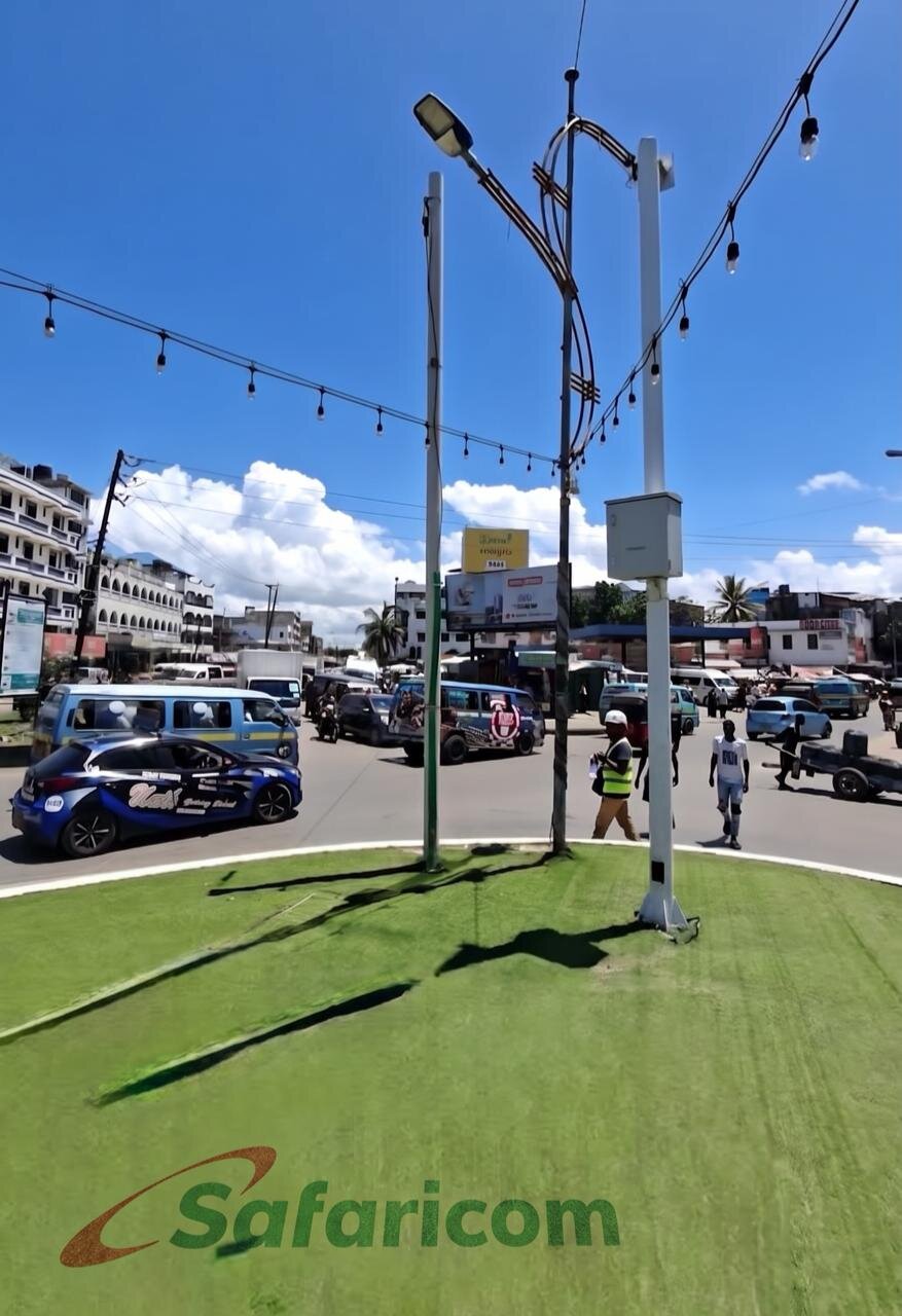 OMBRA FRP pole installed on a city street for Safaricom network infrastructure